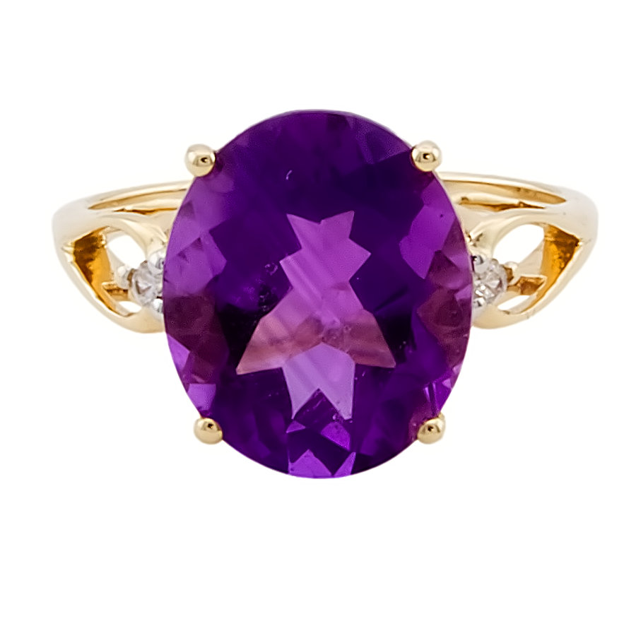 9ct gold Amethyst / Diamond Ring size L